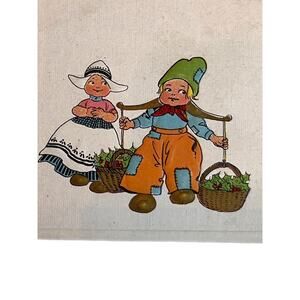 Antique 1919 Ephemera Postcard New Year Wishes Dutch Girl Boy Humor E Bergman